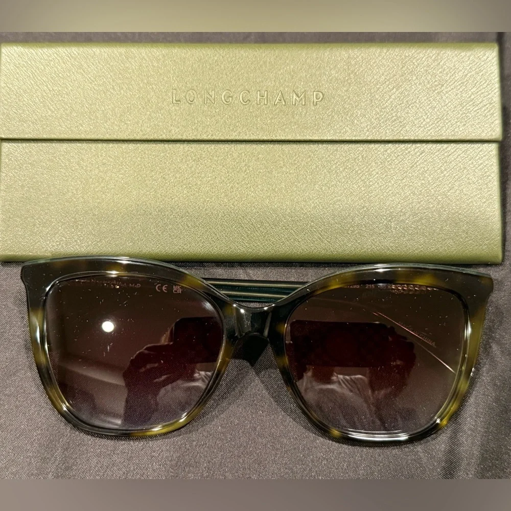 Longchamp Women's Sunglasses Green Acetate Cat Eye